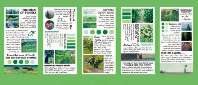 Pack of 20 paper landscape painting stickers measuring 60 by 120 millimetres.