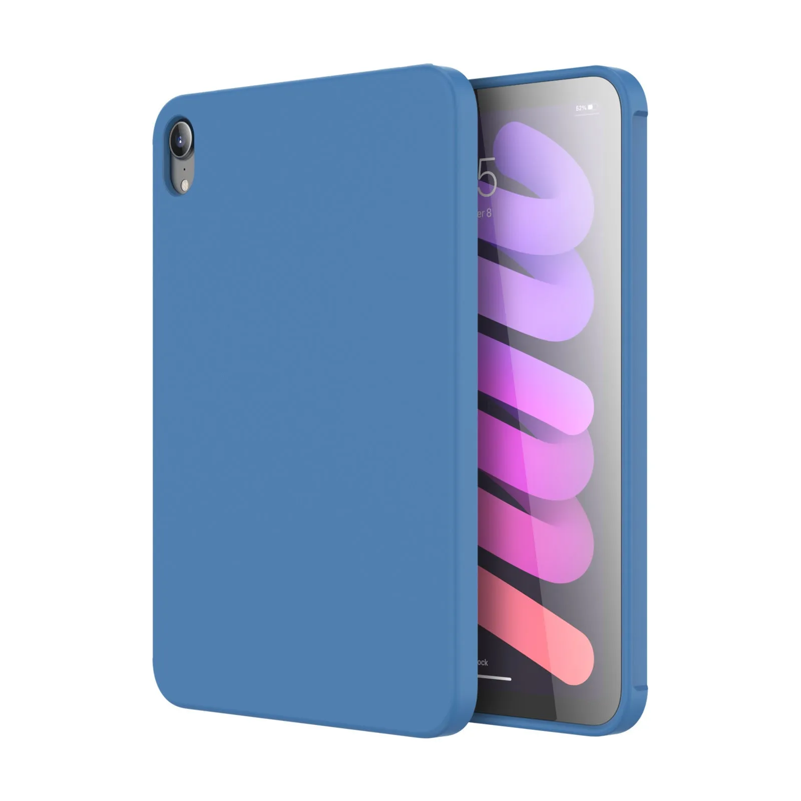 Liquid silicone protective case for iPad tablets in various colours showing full-body coverage design