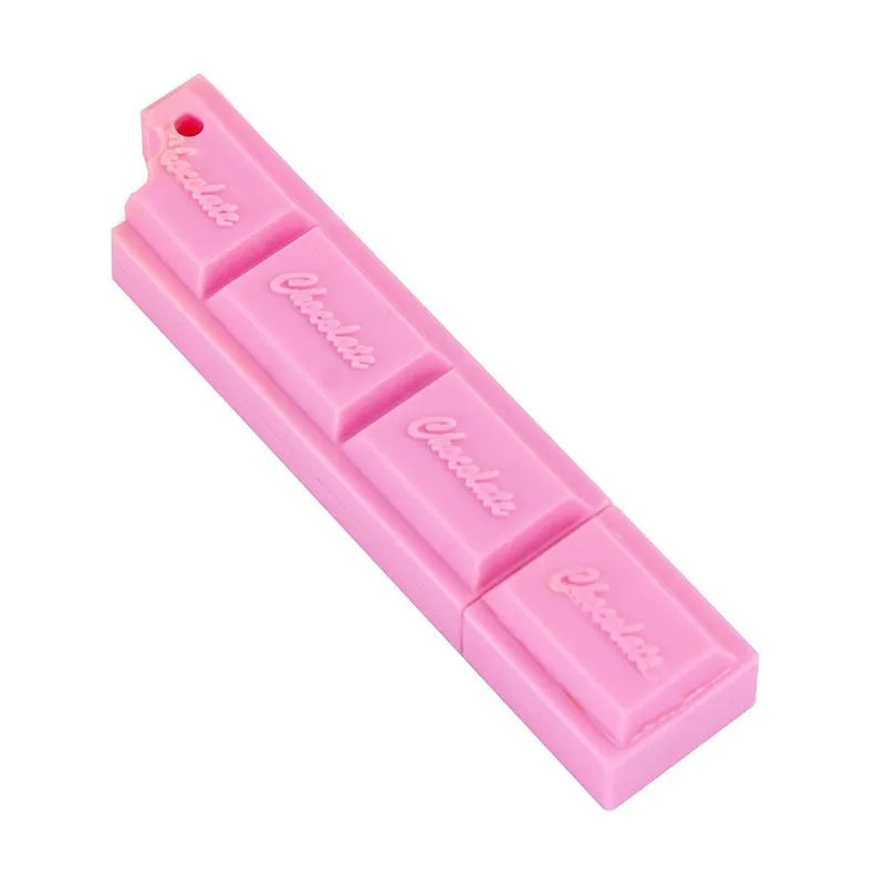 Chocolate bar themed novelty ballpoint pen with 0.5mm tip, shown in pink, beige, and brown refill colour options.
