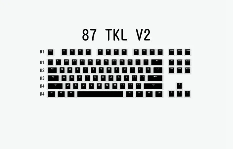 Black and white PBT doubleshot Pudding V2 keycap set for mechanical keyboards with enhanced backlight visibility