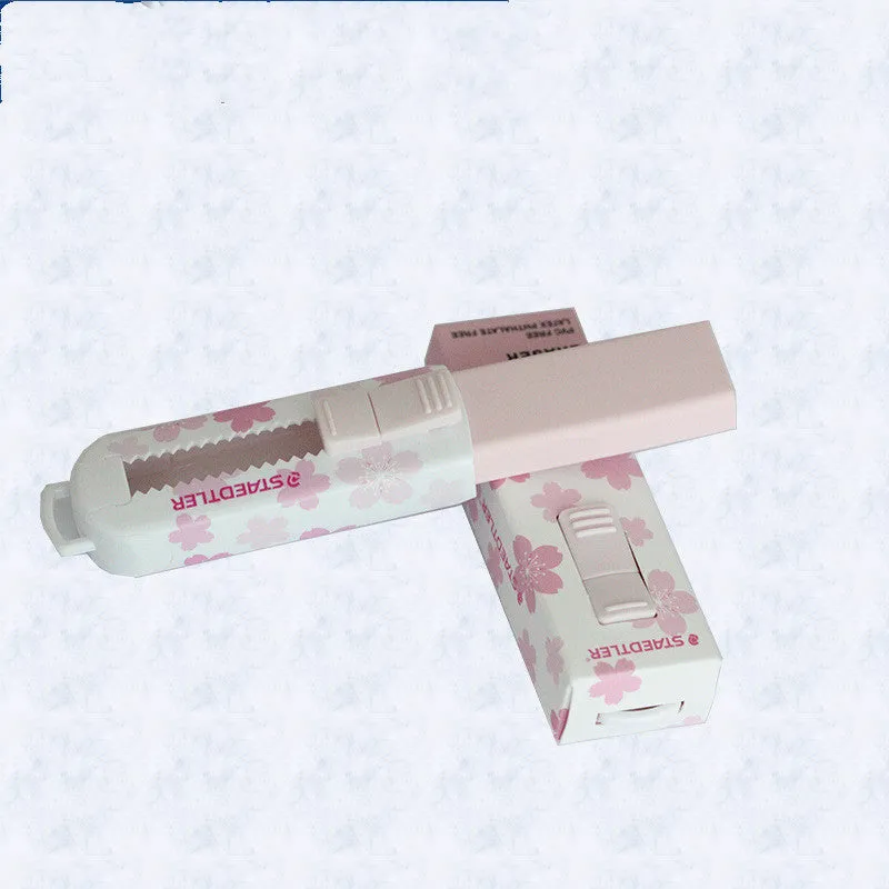 Square pink student whiteboard eraser with replaceable rubber core
