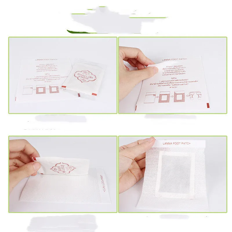 Pack of 10 fatigue relief foot patches with three-year shelf life for general skin types