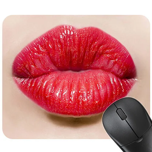Red lips design rubber mouse pad with non-slip base measuring 240mm by 200mm