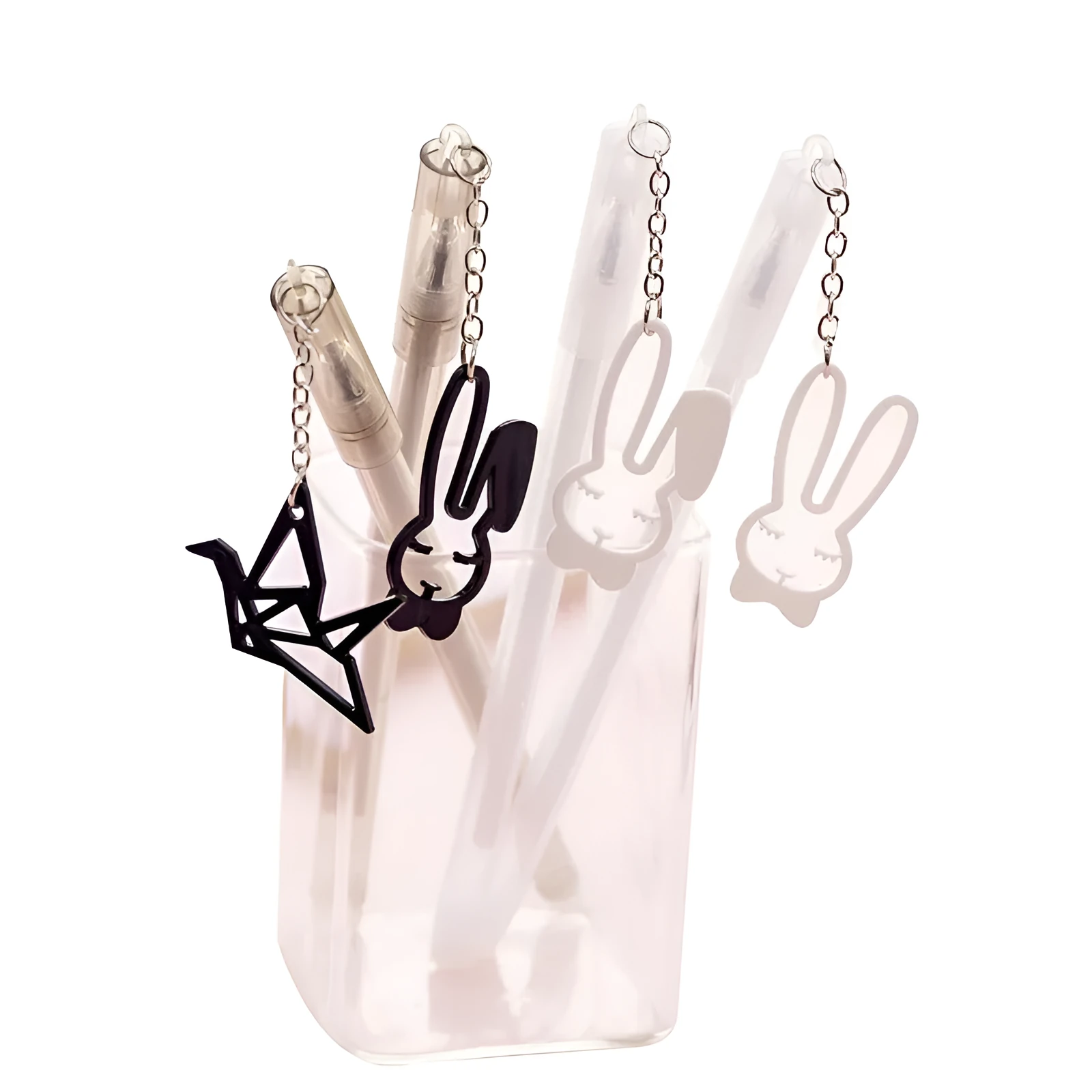 17cm gel pen with paper crane or rabbit pendant showing 0.38mm fine tip