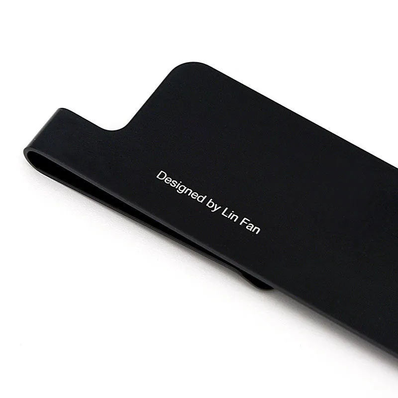 15cm black aluminium ruler with laser-engraved scales and bookmark function