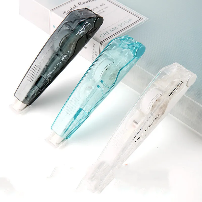 Refill correction tape with transparent cartridge in four colour options for student and office use