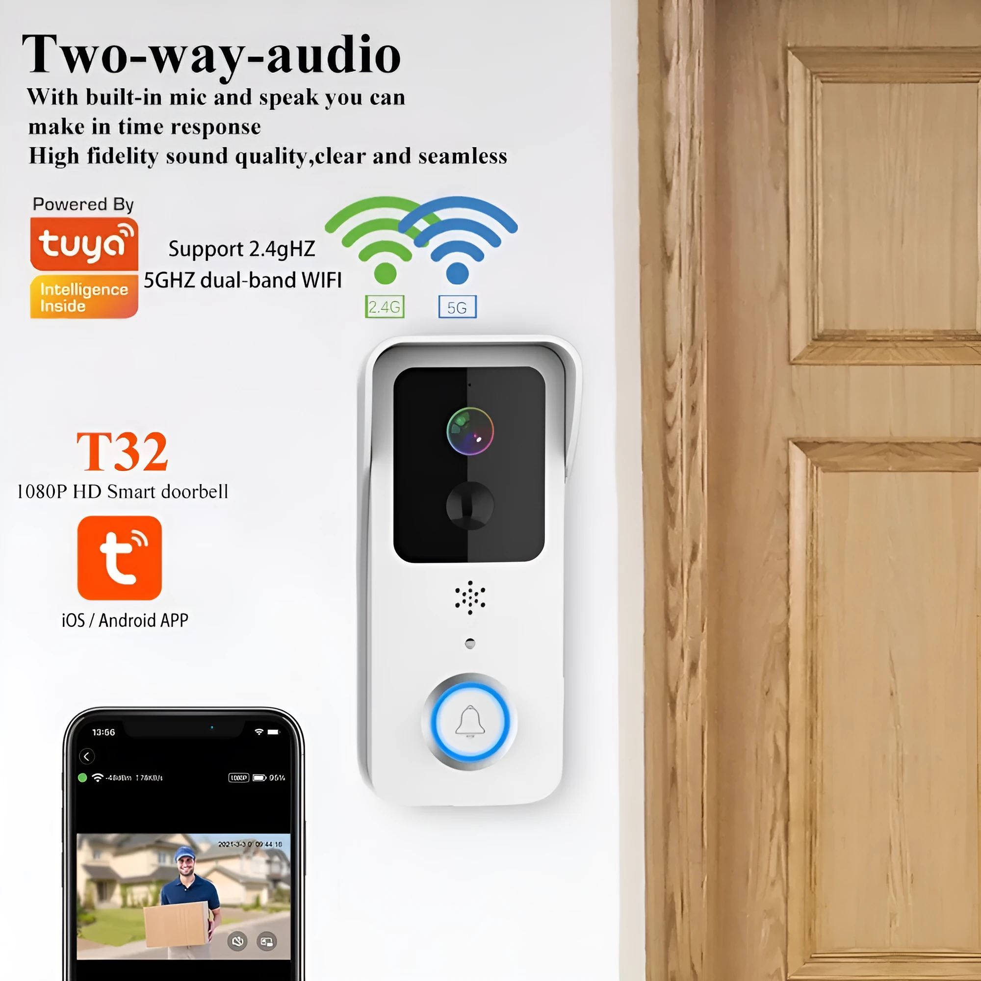 Smart home waterproof HD visual doorbell for outdoor security