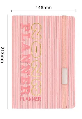 Student almanac notebook with imitation leather cover showing schedule calendar layout and Daolin paper pages