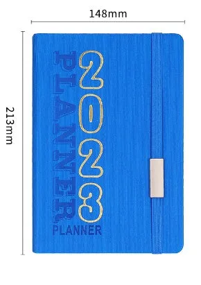 Student almanac notebook with imitation leather cover showing schedule calendar layout and Daolin paper pages