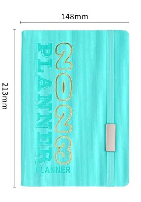 Student almanac notebook with imitation leather cover showing schedule calendar layout and Daolin paper pages