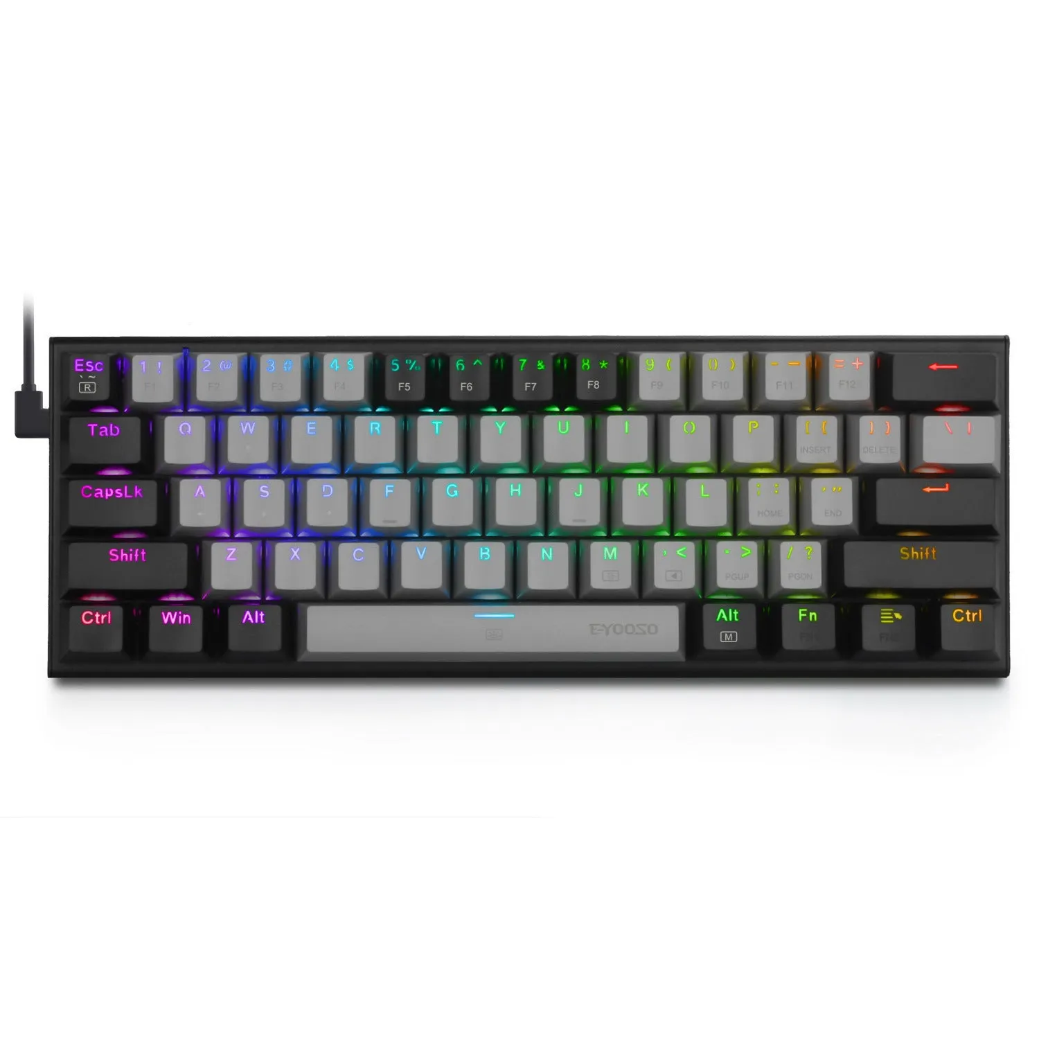 Aluminium mechanical gaming keyboard with two-tone keycaps and RGB backlighting