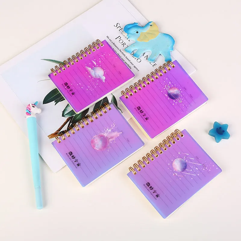 A7 spiral bound pocket notebook in one of four colour options, showing the coil binding and PP cover.