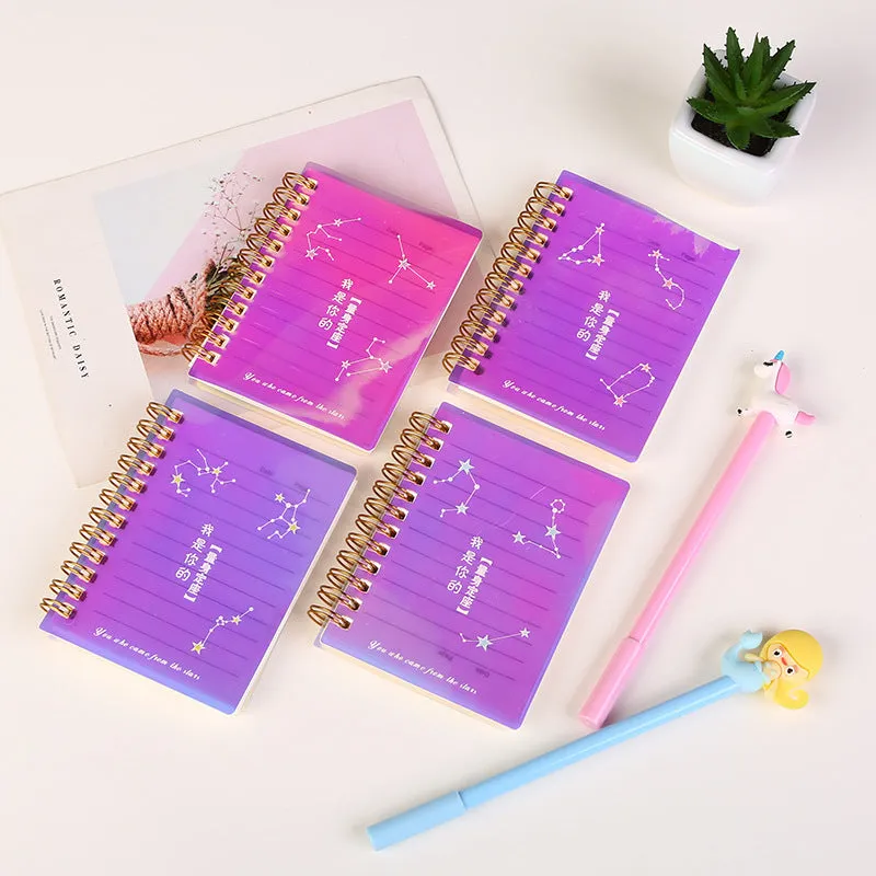 A7 spiral bound pocket notebook in one of four colour options, showing the coil binding and PP cover.
