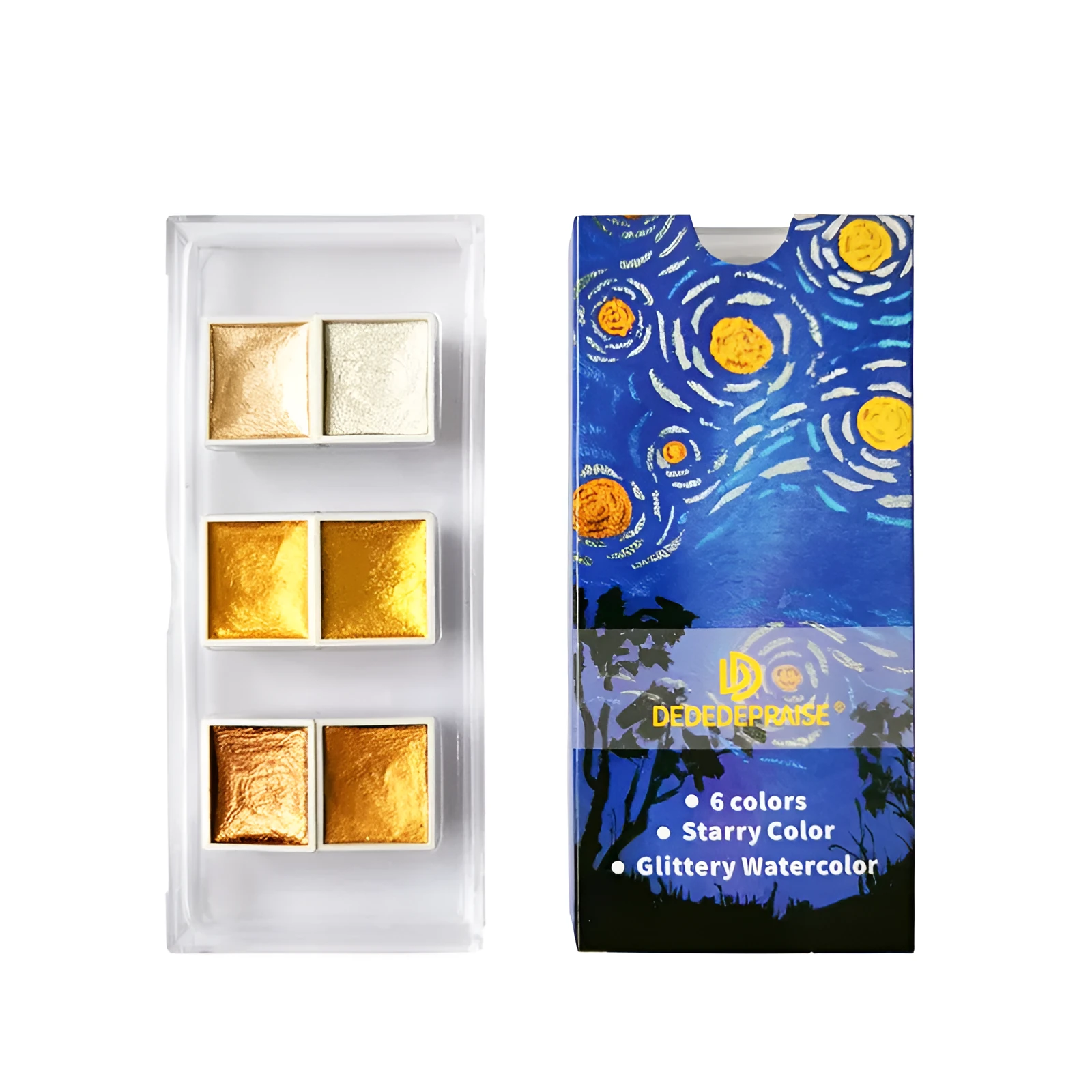 Boxed set of solid pearlescent watercolour pigments in Gem, Pearl or Starlight colour options