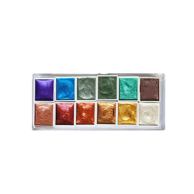 Boxed set of solid pearlescent watercolour pigments in Gem, Pearl or Starlight colour options