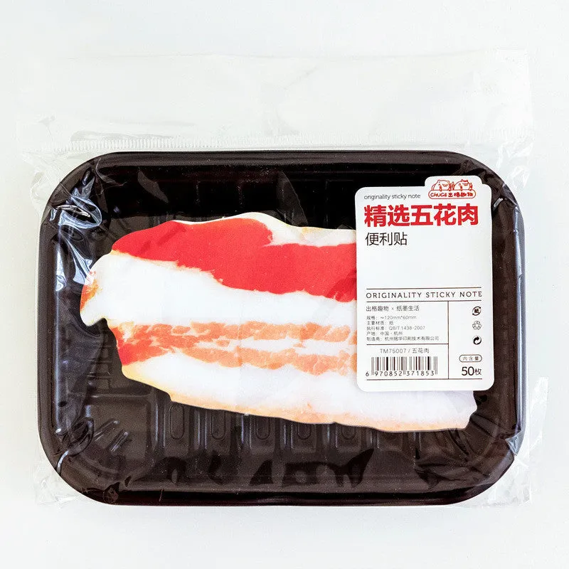 Post-it notepad for kids with custom food-themed cartoon cover showing bacon design
