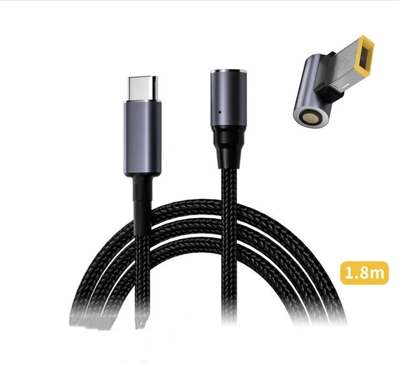 Lenovo Type-C to Square Port magnetic charging cable showing 1.8m length and magnetic connector