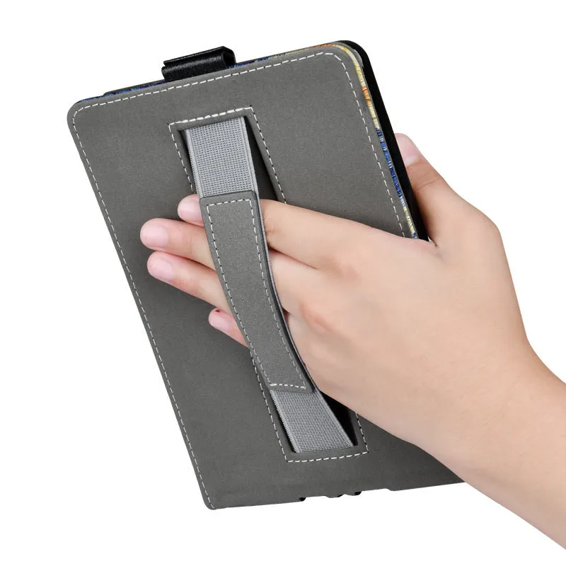 Handheld protective TPU case with bracket for a 6-inch Kindle, shown in a selected colour and embossed design.