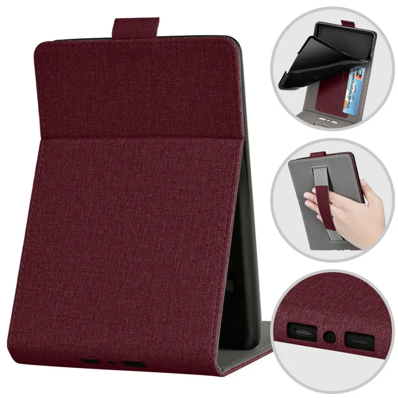 Handheld protective TPU case with bracket for a 6-inch Kindle, shown in a selected colour and embossed design.