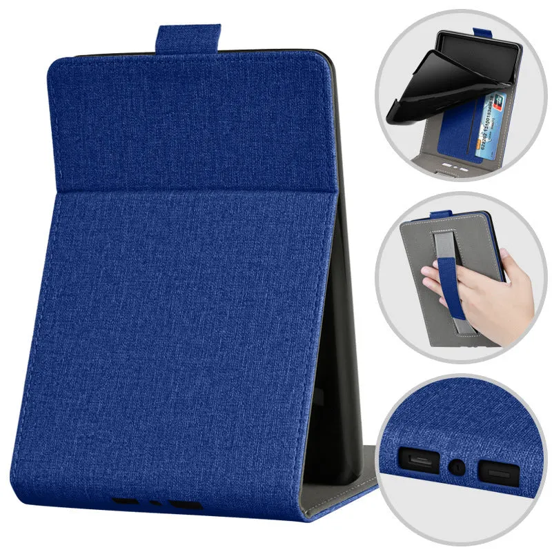 Handheld protective TPU case with bracket for a 6-inch Kindle, shown in a selected colour and embossed design.