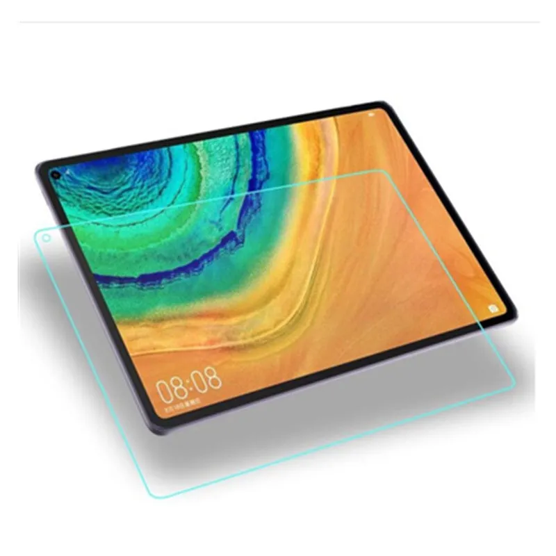 Tempered glass screen protector for Huawei MatePad 10.4, 10.8 and 12.6 inch tablets shown against a tablet.