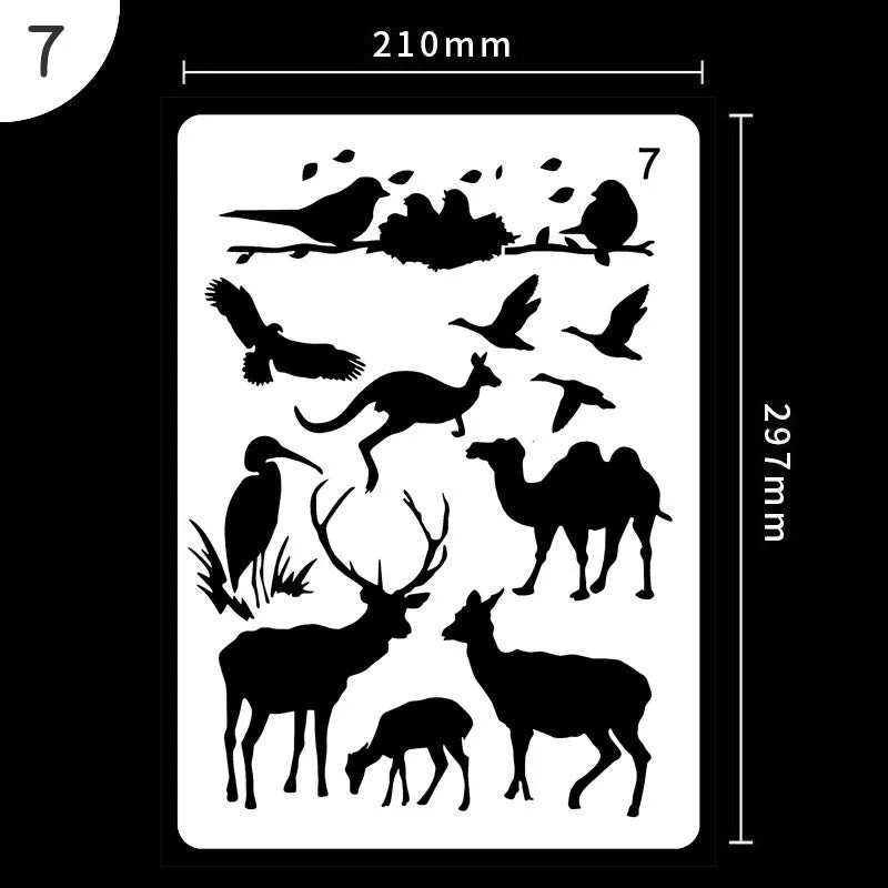 White plastic drawing stencil sets showing multiple pattern designs for art and craft projects
