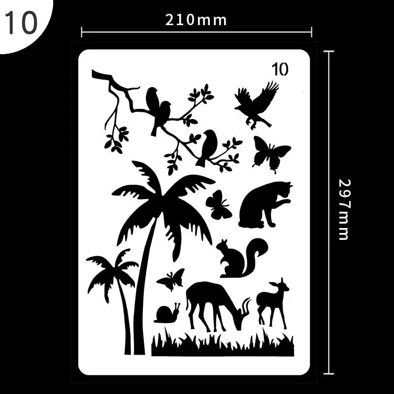 White plastic drawing stencil sets showing multiple pattern designs for art and craft projects
