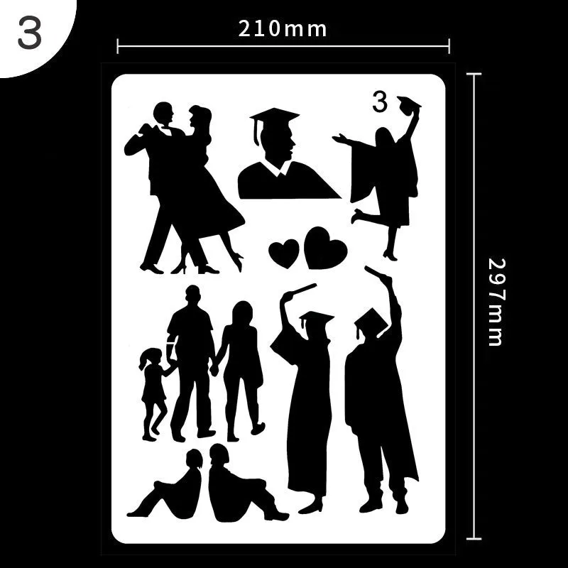 White plastic drawing stencil sets showing multiple pattern designs for art and craft projects
