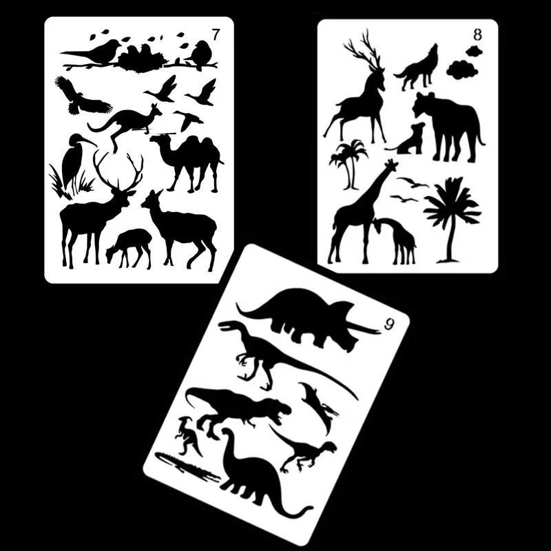 White plastic drawing stencil sets showing multiple pattern designs for art and craft projects