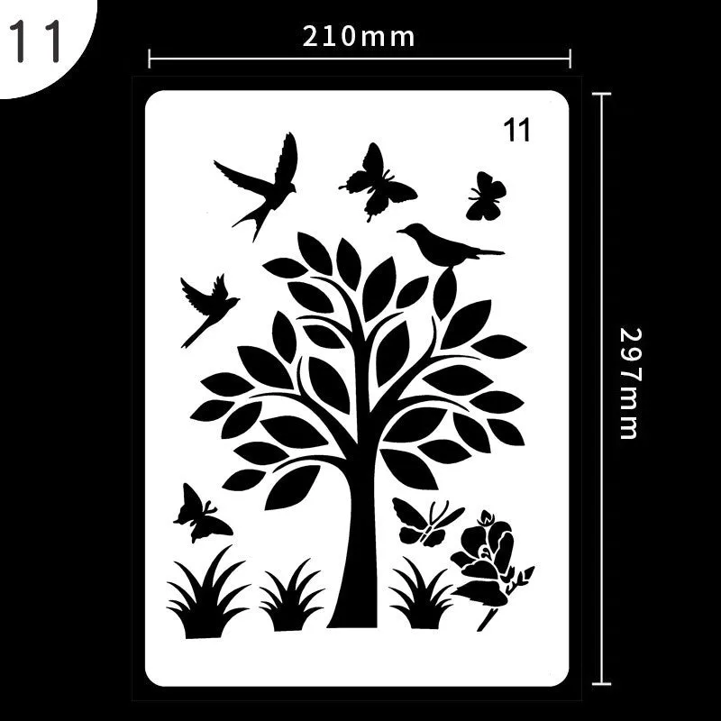 White plastic drawing stencil sets showing multiple pattern designs for art and craft projects