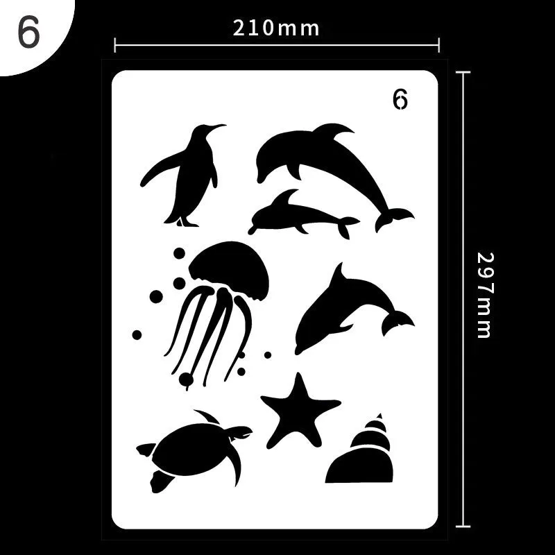 White plastic drawing stencil sets showing multiple pattern designs for art and craft projects
