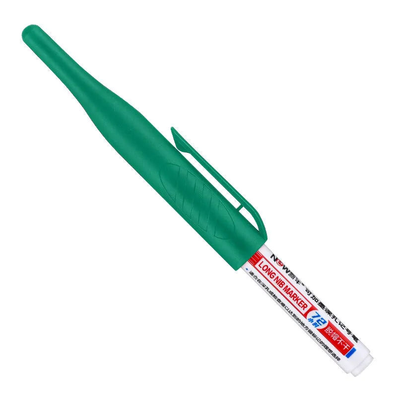 Quick-drying oil pen for woodworking in black, red, blue, and green, showing 15.2cm length.