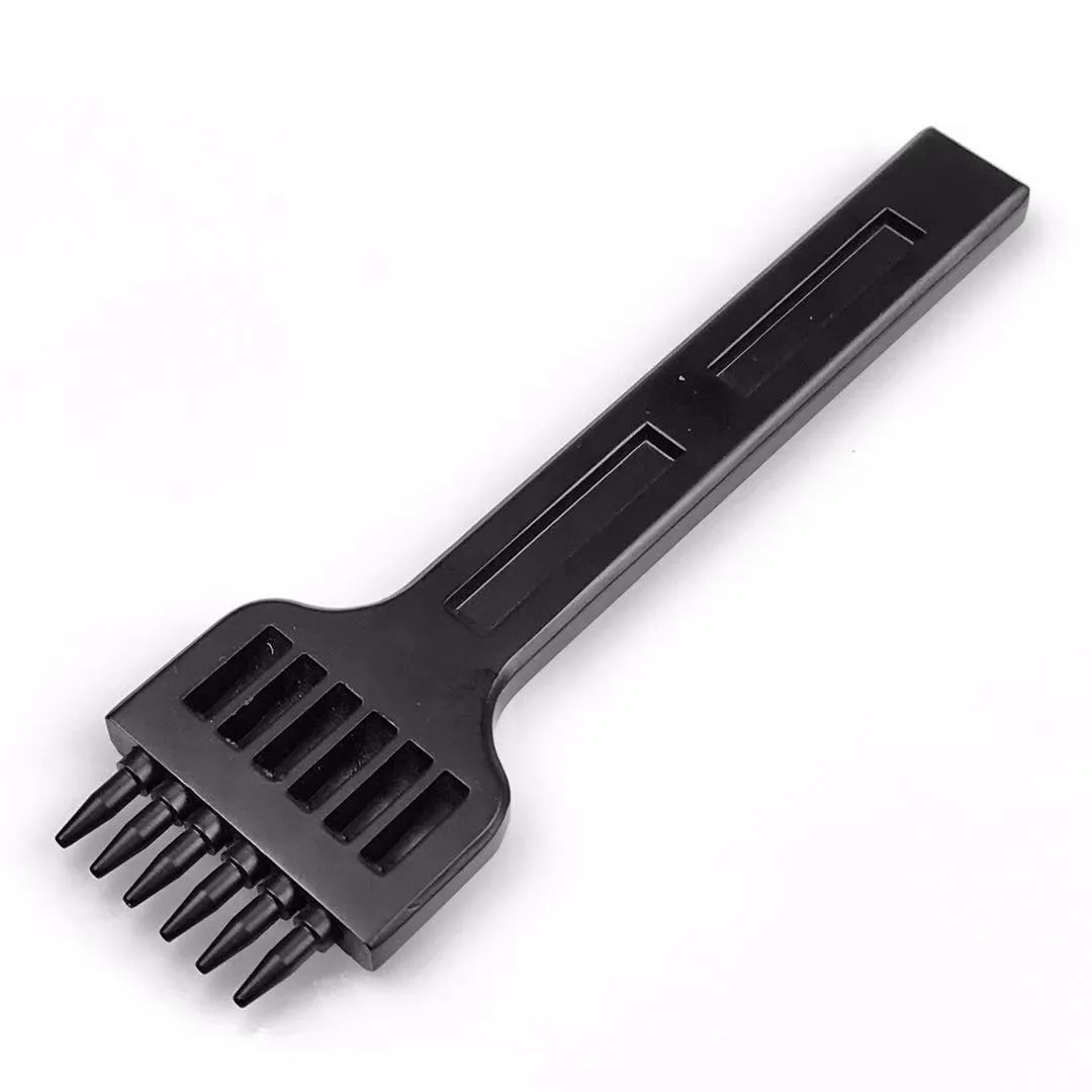 Black Wuta leather round hole punching tool with multiple tooth configurations for 4mm spaced stitching