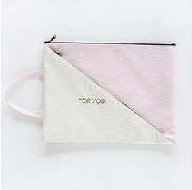 Double-layer canvas zipper storage bag for test papers in Oxford cloth with blue colour option