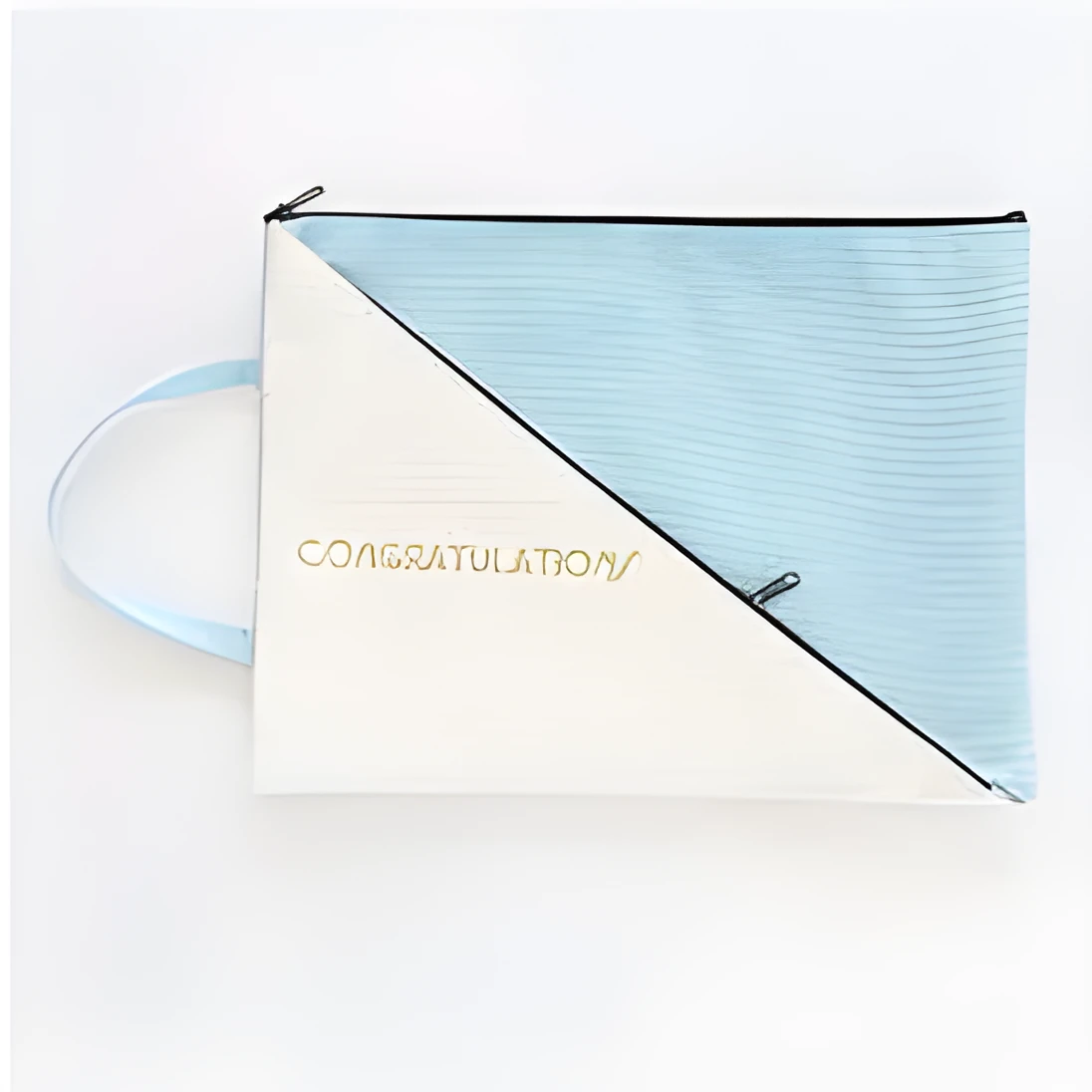Double-layer canvas zipper storage bag for test papers in Oxford cloth with blue colour option