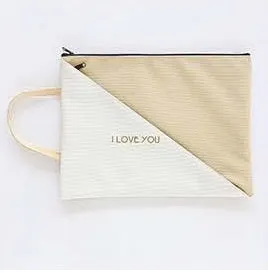 Double-layer canvas zipper storage bag for test papers in Oxford cloth with blue colour option