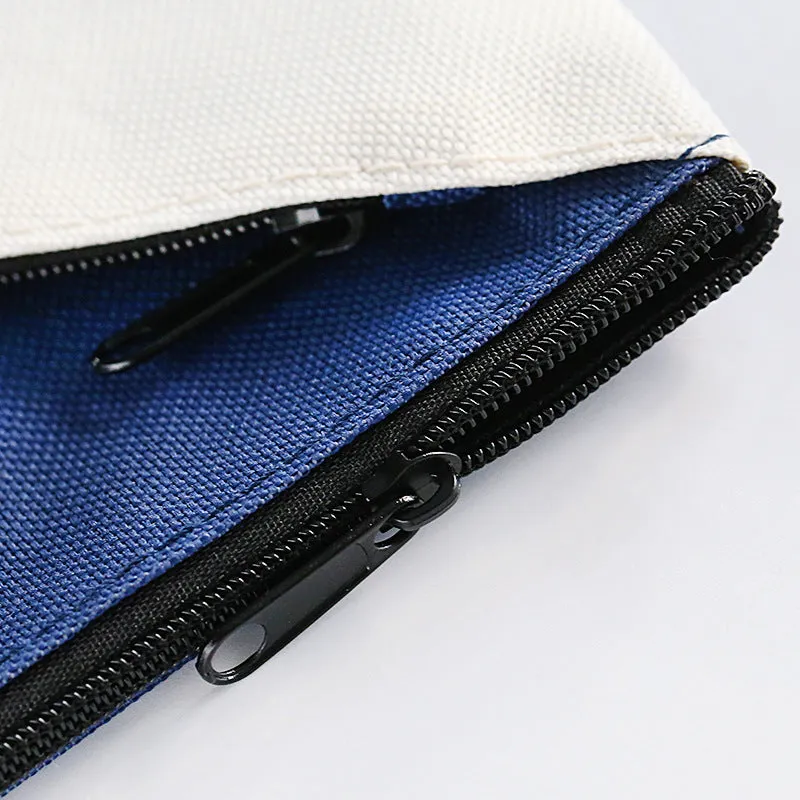 Double-layer canvas zipper storage bag for test papers in Oxford cloth with blue colour option