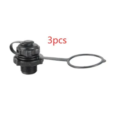 Set of three plastic rotating valve nozzle covers for inflatable boats, beds, and mattresses.