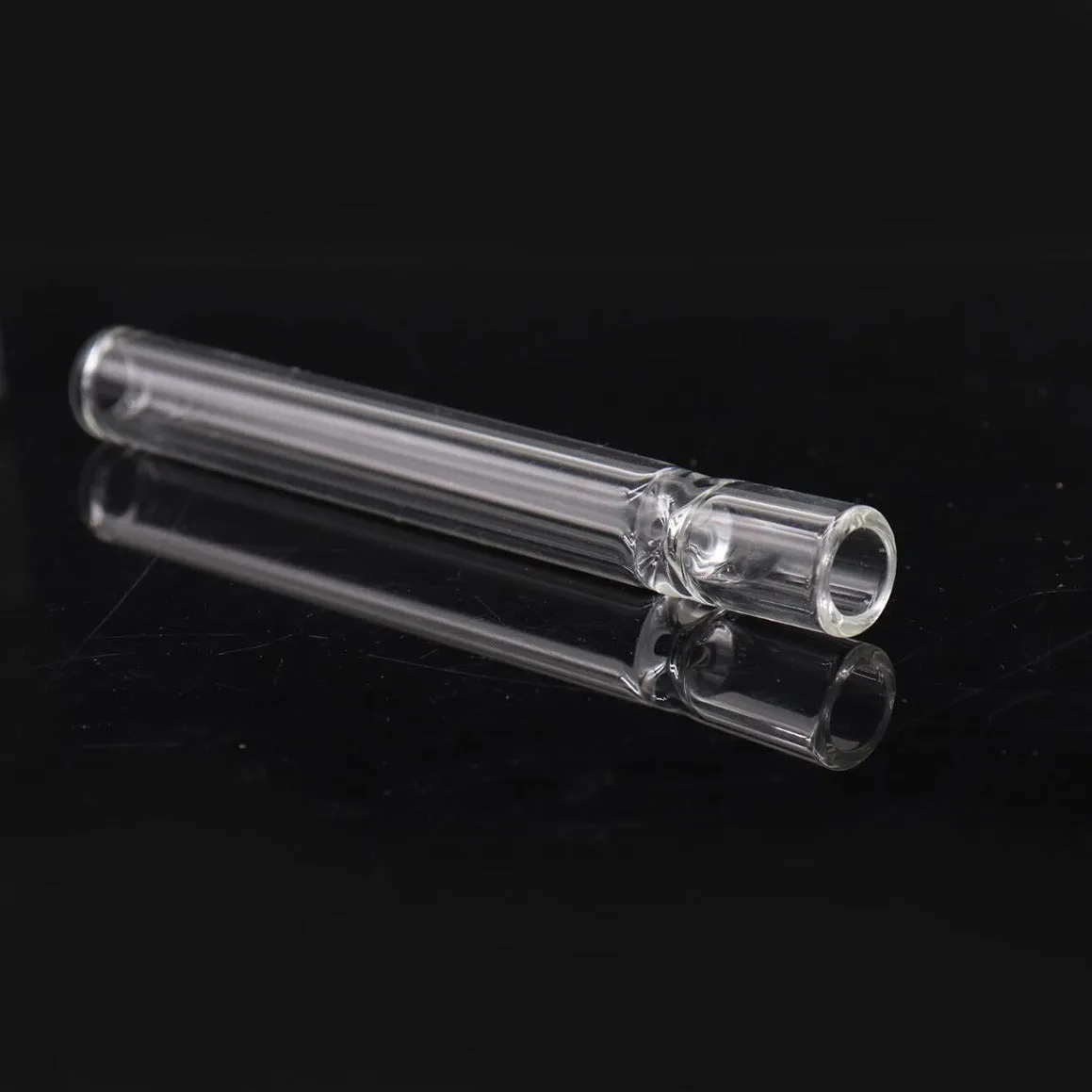 Clear glass telescopic smoking pipe with suction nozzle for water pipes, shown in transparent colour mixing finish