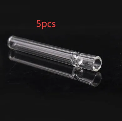 Clear glass telescopic smoking pipe with suction nozzle for water pipes, shown in transparent colour mixing finish