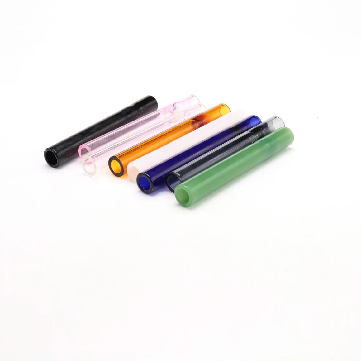 Clear glass telescopic smoking pipe with suction nozzle for water pipes, shown in transparent colour mixing finish