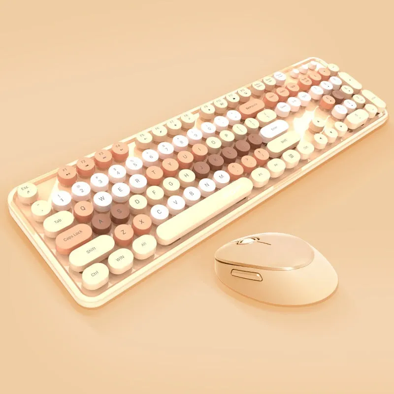 Wireless keyboard and mouse set in purple mixed colour with photoelectric design