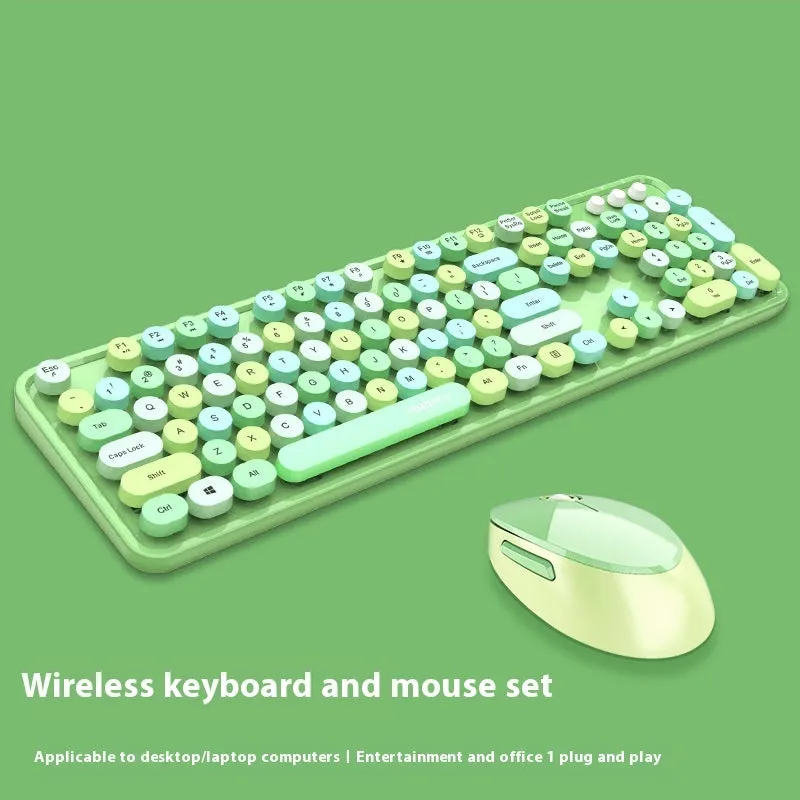 Wireless keyboard and mouse set in purple mixed colour with photoelectric design