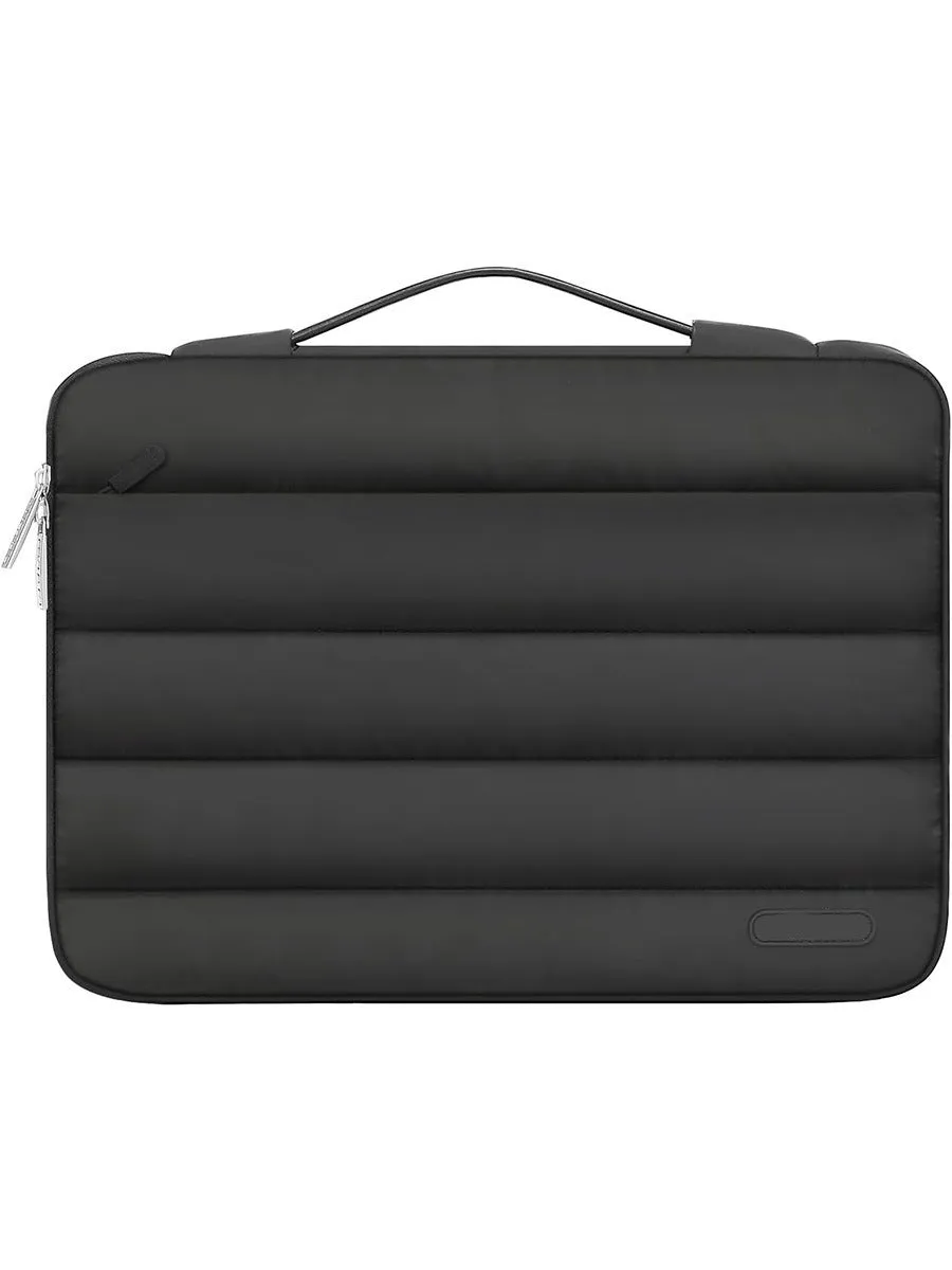 Velvet laptop bag with plaid pattern in light brown colour showing structured storage for 13.3-inch devices