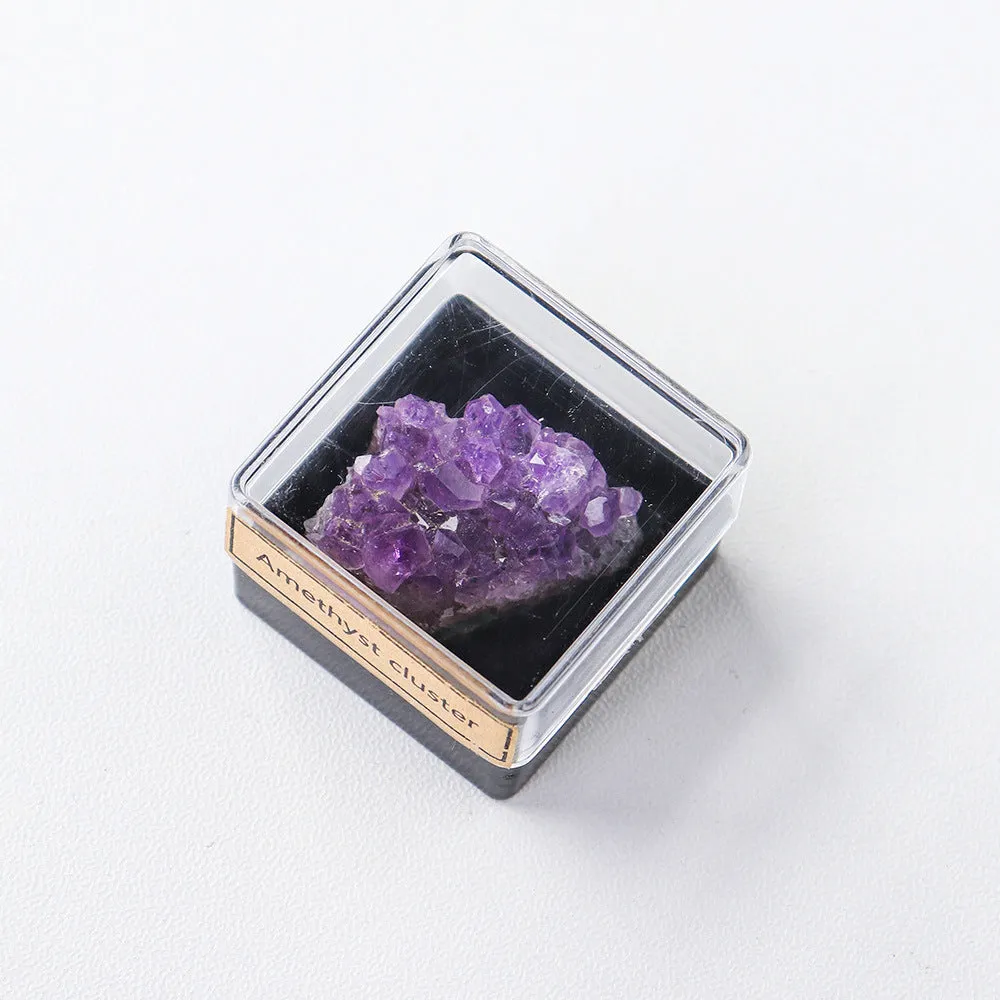 Natural crystal ore mineral specimen decoration featuring amethyst and tourmaline crystals