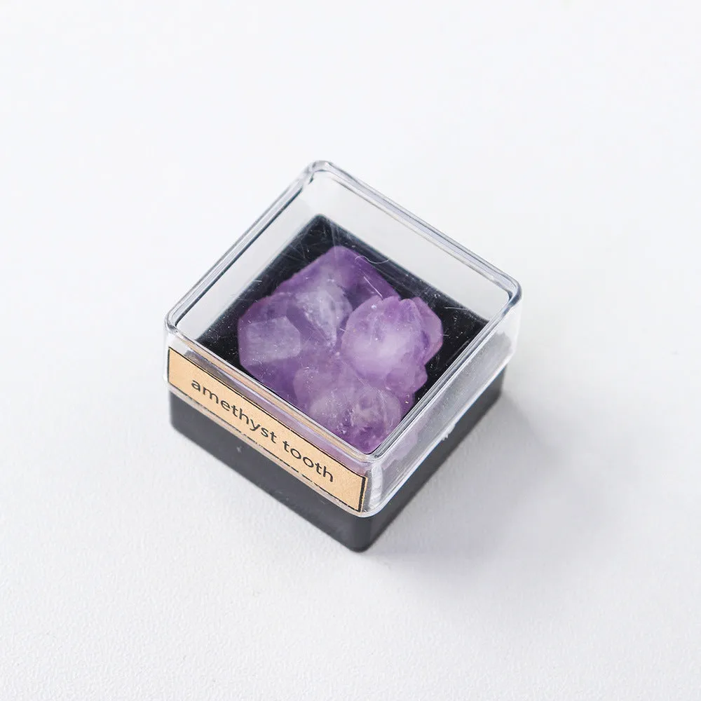 Natural crystal ore mineral specimen decoration featuring amethyst and tourmaline crystals
