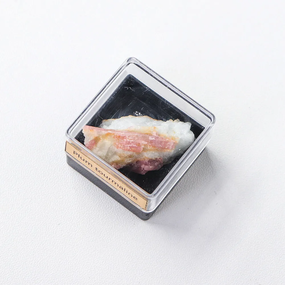 Natural crystal ore mineral specimen decoration featuring amethyst and tourmaline crystals
