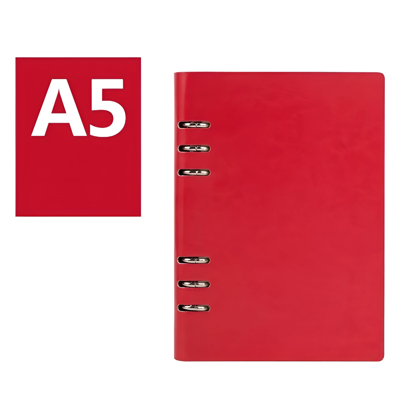 Imitation leather loose leaf notebook in black, blue, brown, red or seaweed green colours