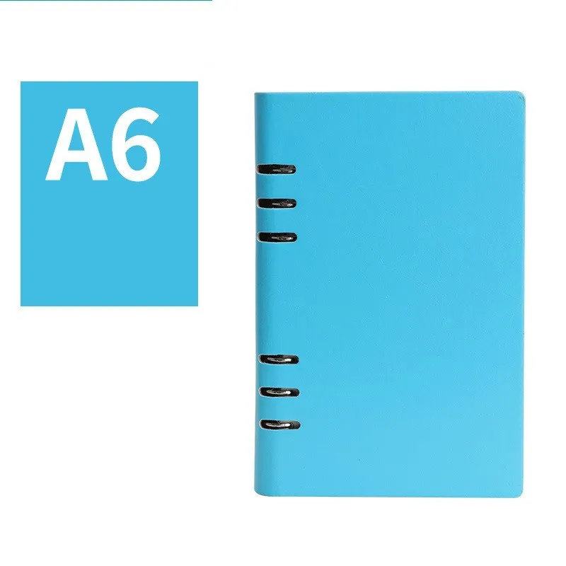Imitation leather loose leaf notebook in black, blue, brown, red or seaweed green colours