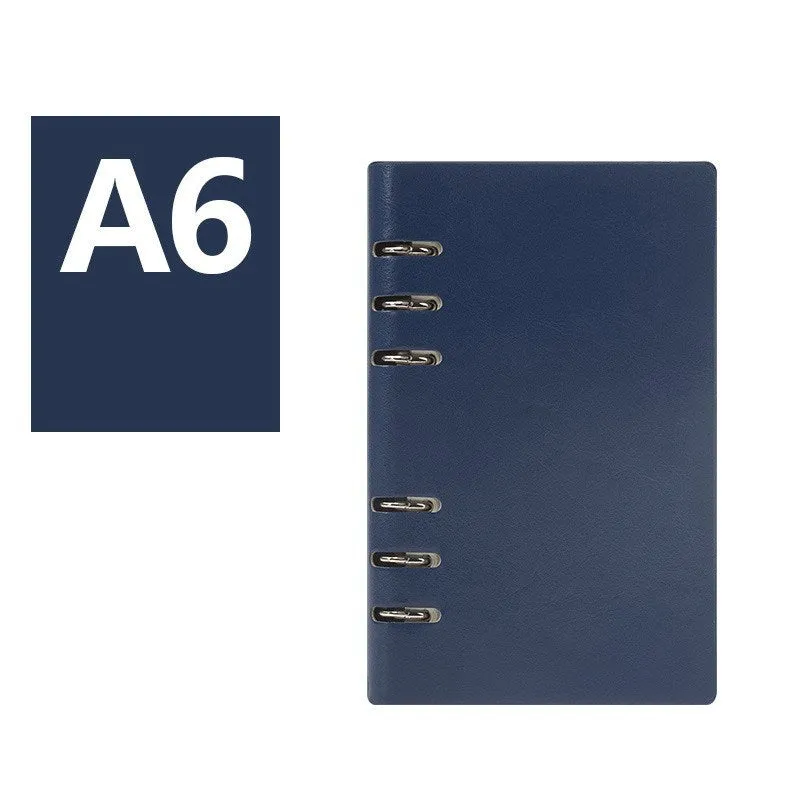Imitation leather loose leaf notebook in black, blue, brown, red or seaweed green colours